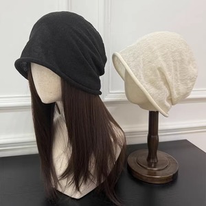 Chapeau en jacquard à la mode, couleur châtain bouclé, pour femmes, printemps-été, fin, cache le visage, petit, polyvalent, 100% coton - Product Image 1