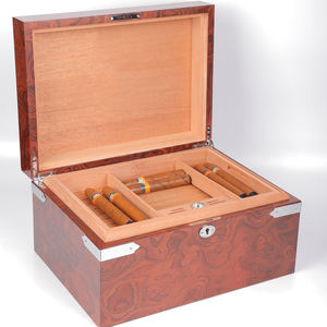 Humidor de bureau personnalisé avec logo, en bois massif de cèdre espagnol, vitrine, finition laquée, MDF écologique, métal, boîte à cigares de luxe - Product Image 3