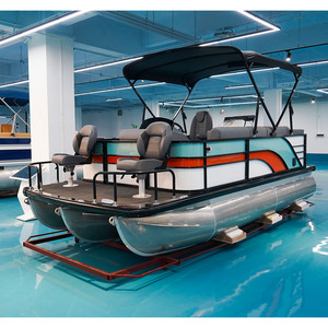 Barca Pontone da 16 Piedi con Rimorchio, Mini Barca Pontone in Alluminio e Gomma da 15 Piedi per il <span class=keywords><strong>Mare</strong></span> con Motore Fuoribordo e Cabina Chiusa - Product Image 2