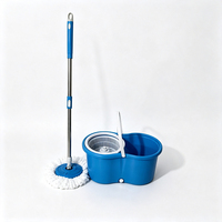 Set Mop & Ember Mikrofiber Putar 360 Derajat Manual dengan Gagang Teleskopik Stainless Steel untuk Pembersihan Lantai Grosir