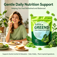 SYC BIO Gummies Super Greens Naturels Mélange de Légumes Verts Quotidien Favorise la Digestion 120 Comprimés Sac de 600g Fabrication Personnalisée
