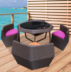 Ensemble Table et chaises en rotin pour le <span class=keywords><strong>jardin</strong></span>, 4 places, mobilier d'extérieur, Patio en osier, offre spéciale - Product Image 4