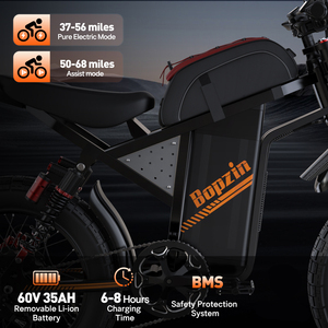 Bicicleta Eléctrica de Montaña con Llantas Gruesas de 20 Pulgadas, 60v 35ah, Frenos de Disco Hidráulicos, Bicicleta Eléctrica Stealth Bomber con Alarma Antirrobo - Product Image 3