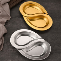 Assiette à double compartiment en acier inoxydable, plat de service divisé pour plats froids, snacks marinés, cacahuètes au vinaigre, usage en restaurant