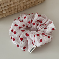 Moeder En Dochter Collectie Mooie Rode Aardbei Print Stof Haar Scrunchies Schattige Polka Dot Fruit Patroon Haarband