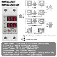 Dispositif de protection numérique contre les surtensions et les sous-tensions à double affichage 230V, réglable, relais de protection contre les surintensités, rail DIN EAPDX-40/63