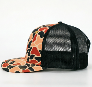 Casquettes de camionneur personnalisées avec logo camouflage marron, 6 panneaux, visière incurvée, maille respirante, casquette de baseball à fermeture snapback - Product Image 4