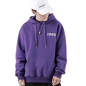 Últimas sudaderas con <span class=keywords><strong>capucha</strong></span> de Hip Hop para hombre de algodón 100% con estilo, Top con <span class=keywords><strong>capucha</strong></span> con estampado de letras de otoño púrpura con cuello bordado - Product Image 1