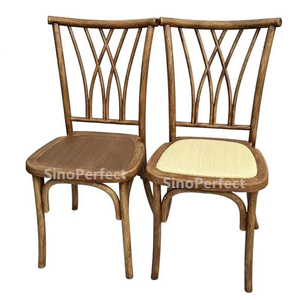 Classical Farm Style Catering Adult Durable PP Plastic Wooden Color Look Resin Cross Back <b>Chair</b> for Wedding Dining Banquet Event - Product Image 1