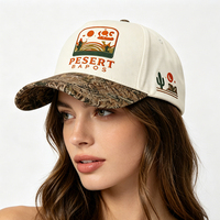 Casquette de baseball personnalisée en usine avec broderie 3D Cactus du Désert, motif camouflage blanc sur le devant, visière incurvée, réglable, pour sports de plein air, OEM ODM