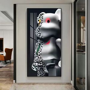 Décoration verticale moderne de luxe décor de salon <span class=keywords><strong>pop</strong></span> tendance ours violent led cristal porcelaine diamant <span class=keywords><strong>peinture</strong></span> d'<span class=keywords><strong>art</strong></span> mural - Product Image 5