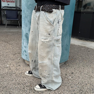 Pantaloni Casual da <span class=keywords><strong>uomo</strong></span> Casual Casual <span class=keywords><strong>a</strong></span> <span class=keywords><strong>righe</strong></span> Casual pantaloni larghi larghi - Product Image 1