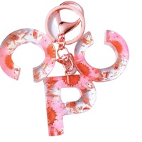Porte-clés de voiture en résine, trousseau à pression pour couples, souvenir, lettre initiale, alaphabet, bricolage DIY
