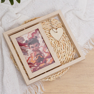 Ensemble de cadres <span class=keywords><strong>photo</strong></span> rotatifs en bois rétro en forme de cœur, écologiques et créatifs, deux pièces, à assembler soi-même, pour utilisation sur table - Product Image 4