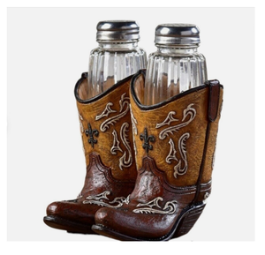 Bottes <span class=keywords><strong>de</strong></span> cow-boy Porte-sel et poivre Ensemble <span class=keywords><strong>de</strong></span> 2 shakers en verre <span class=keywords><strong>Botte</strong></span> en polyrésine <span class=keywords><strong>de</strong></span> 5 "<span class=keywords><strong>de</strong></span> haut - Product Image 1