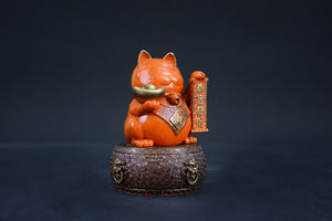 연회색 마네키네코 동물 조각 예술 맞춤 제작 브론즈 조각 장식품 중국 스타일 실물 크기 - Product Image 5