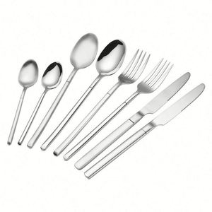 Juego de Cubiertos de Acero Inoxidable Ecológico de Alta Calidad, Acabado Mate de Lujo, Mango Cuadrado de Madera, 10 Piezas, Cuchillo y Tenedor - Product Image 5