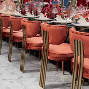 Chaise de salle à manger moderne de luxe en fer et velours, chaise de restaurant pour la maison, l'hôtel, le mariage - Product Image 1