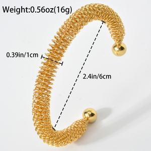 18K Gold Plated Stainless Steel Spring Twist <b>Cuff</b> <b>Bracelet</b> for Women - Product Image 6