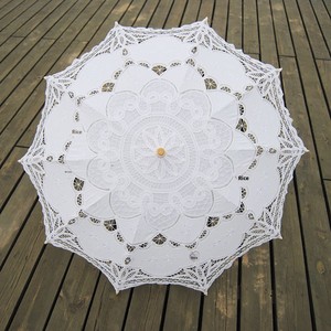 <span class=keywords><strong>Sombrilla</strong></span> de Estilo Europeo con Encaje y Varillas de Acero, Parasol de Ganchillo, Adornos Colgantes para Fotografía, Decoración para Pasillos de Boda - Product Image 2