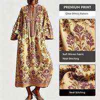 Robe sans manches pour femme, style vintage, écologique, à imprimé floral ethnique, coupe ample, col mandarin, taille empire