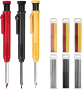 Solid Carpenter Pencil with Built-in Sharpener Deep Hole Mechanical Pencil Marker for Woodworking Construction Architect - Product Image 1