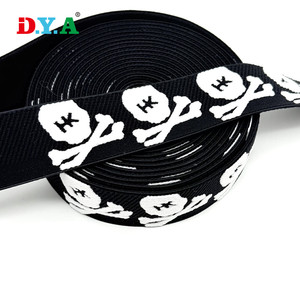 Correa personalizada 4cm espesar Jacquard negro blanco Logo patrón poliéster tejido banda elástica para gafas de esquí usando - Product Image 2