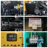 Générateur diesel silencieux à châssis ouvert Ritech Génération 20kw 30kw 50kw 60kw 80kw 100kw avec ATS, triphasé, refroidissement par eau, démarrage électrique