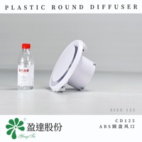 Diffuseur rond en plastique ABS CD125, design moderne, installation facile, réglable pour les systèmes réfrigérés, systèmes HVAC