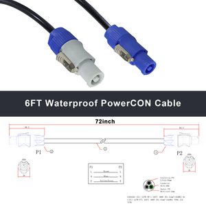 Cable de extensión PowerCON con bloqueo de 3 pines y 20 A, SJT 14AWG, NAC3FCA a NAC3FCB, para video wall LED y luces móviles - Product Image 3
