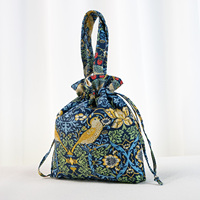 Bolso de regalo con cordón de Navidad de diseño Floral estético, bolso de mano de moda para mujer, bolso de mano de lona de algodón TC reciclado