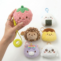 Porte-monnaie en peluche rond motif fruits de dessin animé (pomme, poire, ananas) – Mini sac pour écouteurs, porte-clés, pendentif, logo personnalisé pour enfants et femmes