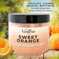 Crème exfoliante au sucre OEM/ODM ultra hydratante, bio, à l'orange douce, 12 oz, au beurre de karité et mangue, végétalienne, réutilisable