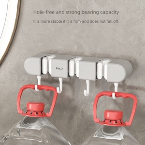 Estante de almacenamiento de plástico para baño de fábrica, gancho de fregona de goma suave, hebilla sin costuras, estante montado en la pared, Clip para estante de fregona - Product Image 4