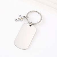 Ywyougang Vintage Mode 4 Farben Edelstahl Abgerundeter Schlüsselanhänger mit Kreuz-Charm Gravierbarer Blanko-Schlüsselhalter Geschenk