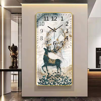 Arte de Pared Decorativo Moderno para el Hogar, Pintura de Lujo con Reloj de Porcelana Cristal