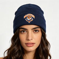 Bonnet en tricot 100% acrylique à revers plié, logo brodé personnalisé, bonnets chauds pour les sports d'hiver pour adultes