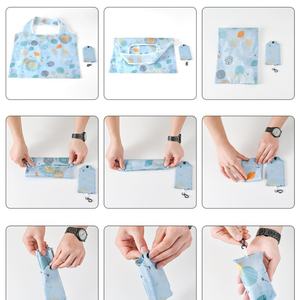 Sac de courses pliable en polyester 190T réutilisable avec petite pochette, design tendance, OEM ODM - Product Image 4