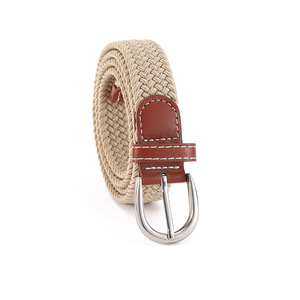 Ceinture tricotée blanc cassé en polyester et coton avec boucle ardillon, élastique, pour loisirs, pour femmes, étudiantes et adolescentes, Printemps 2026 - Product Image 1