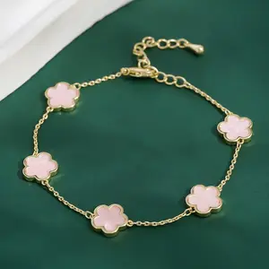 Authentic gold electroplated niche design advanced sense petal bracelet personality simple five-petal flower bracelet women