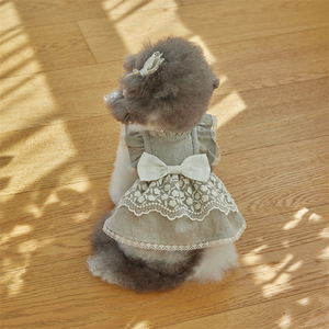 Vestido Floral de Algodão Puro com Renda para Cães e Gatos, Design de Princesa, Roupa para Cães Pequenos Maltês, Atacado - Product Image 5