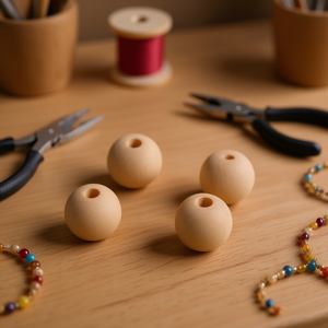 Perline di legno Ilan da 25 mm rotonde per artigianato e progetti fai da te - Product Image 2