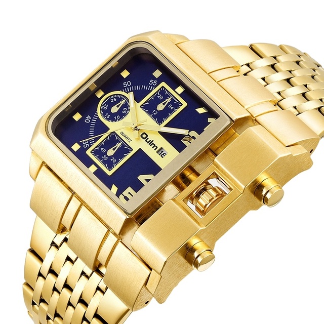 Oulm 3364 Stainless Steel Strap Male Watch Auto Date Quartz Big Size Unique Designer  Gold Color Watches Relogio Masculino