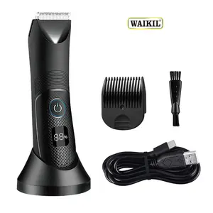 WAIKIL 2024 Wholesale Waterproof Hair Clipper Washable Pubic Hair Trimmer for Men Led Display Portable Body Hair Trimmer for Men