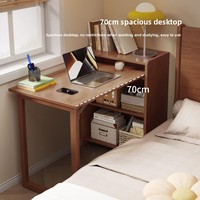 Bureau d'ordinateur pliable d'angle réglable en bois avec bibliothèque intégrée – Design moderne et compact pour petits appartements, bureau à domicile, chambre