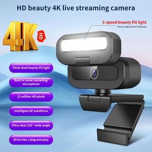Portable Streaming with Adjustable <strong>Stand</strong> Auto Focus 4K UHD Built-in Fill Light <strong>Webcam</strong> for Video Conference Live Streaming - Product Image 4