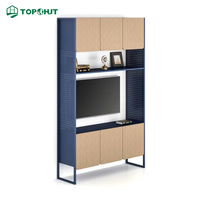 Armoire de rangement multimédia en acier et bois TOPOHUT PBSA/BTR FF&E Projects, structure KD en acier CR et panneaux MFC, conforme TSCA VI