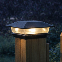 Lampes LED solaires modernes étanches pour poteaux de clôture de jardin, avec batterie incluse, en plastique noir, IP44, angle de faisceau 360°, 3000K