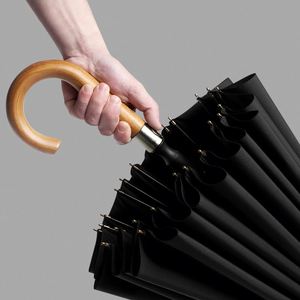 Parapluie Automatique de Haute Qualité, Étanche et Coupe-Vent, à Manche en Bois, Conception Non Pliante, Diamètre Ouvert 110 cm, Tout-en-un - Product Image 4