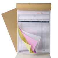 Carnet de commandes personnalisé avec logo, 2 feuillets, papier autocopiant NCR, format A4/A5, duplicata, factures et reçus, reliure parfaite, gaufré, robuste